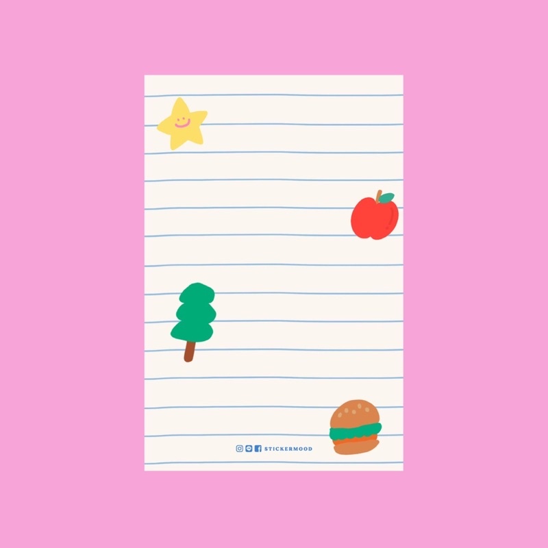 🎄🍔สมุดฉีกขนาด 8.5x13 cm ลาย Plain Ruled ⭐️🍎(50แผ่น) (รหัส : C7)