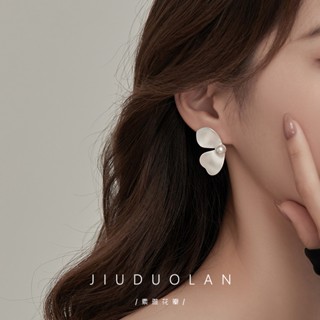 [JiuDuoLan] ต่างหู จี้กลีบดอกไม้ ประดับมุก สีขาว สไตล์ฝรั่งเศส โรแมนติก หรูหรา