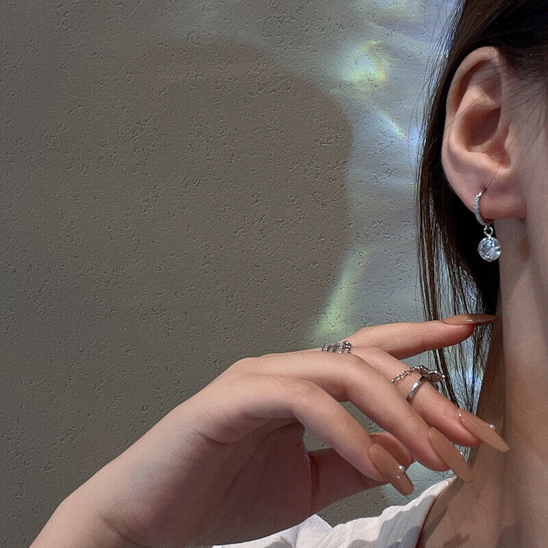 Yx 925 เงินZircon Starต่างหูคริสตัลหูสตั๊ดผู้หญิงDrop Dangleของขวัญเครื่องประดับ