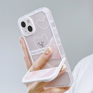 [มีขาตั้ง] เคสโทรศัพท์มือถือแบบใส พับได้ พร้อมที่ตั้งวาง สําหรับ Iphone 14 13promax 12 XS