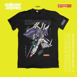 เสื้อยืดผ้าฝ้ายพิมพ์ลายแฟชั่น เสื้อยืด พิมพ์ลาย GUNDAM EXS สีดํา XS-5XL