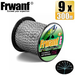 Frwanf สายเอ็นตกปลา แบบถัก PE X9 ยาว 300 ม. 9 เส้น สีดํา และสีขาว