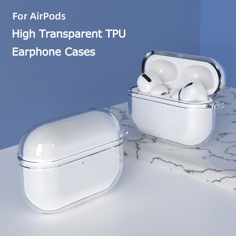 เคสหูฟังบลูทูธไร้สาย TPU ซิลิโคนใส กันรอยขีดข่วน พร้อมหูแขวน สําหรับ AirPods Pro 2 1 ชิ้น