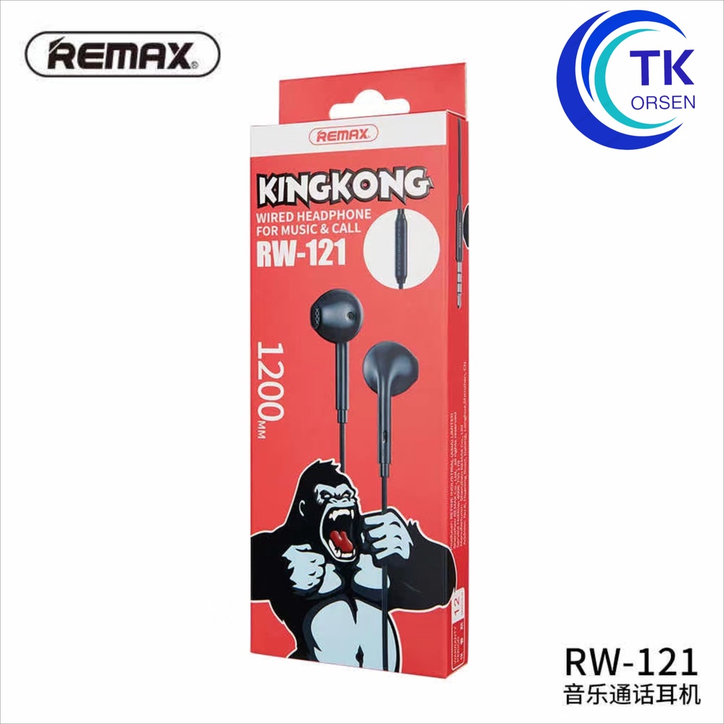 REMAX RW-121 เสียงดี หูฟังเพลง+คุยโทรศัพท์  FOR MUSIC&CALL หูฟังรุ่นใหม่ล่าสุด ยาว1.2เมตร มีไมค์คุยโทรศัพท์ ได้ ของแท้