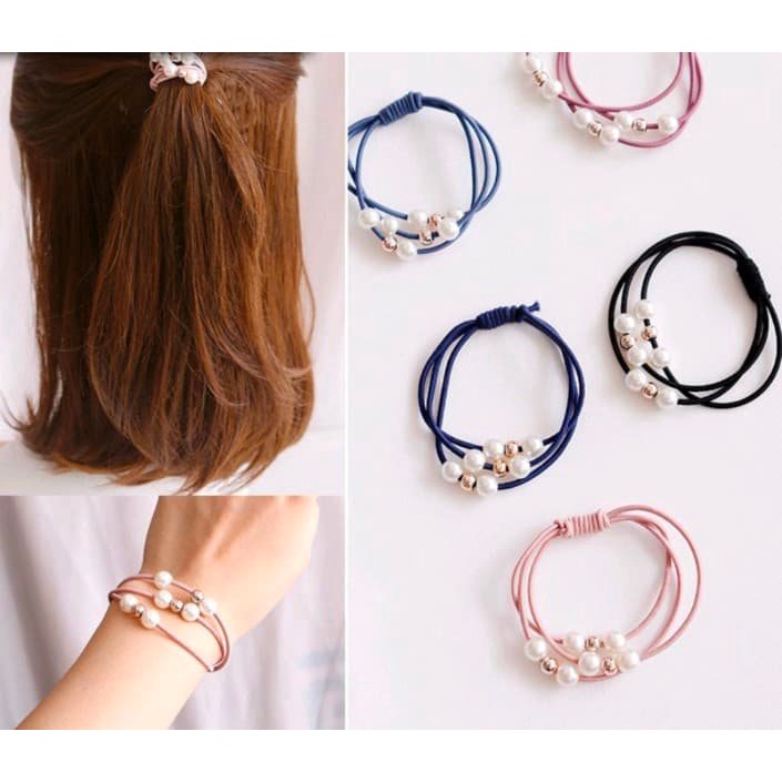 ยางรัดผมไข่มุก ยางมัดผม เครื่องประดับผม สไตล์เกาหลี🚚ส่งเร็วจากไทย(เลือกสีได้)