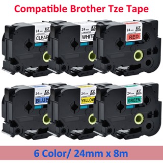 6pcs Mixed TZe-151 tze251 tz451 tze 551 tze651 TZe 751 tze laminated label tape tze-251 tz 251 for brother P touch print