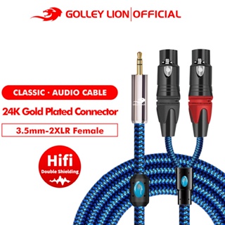 Golley LION สายเคเบิลเสียง 3.5 มม. เป็น XLR 3 Pin ตัวเมีย สีฟ้า สําหรับเครื่องขยายเสียงคอนโซลผสม