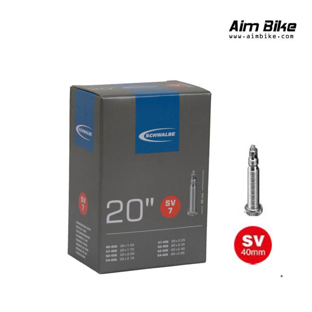 ยางใน Schwalbe รุ่น SV7 ขนาด 20 x 1.5/2.4" FV วาล์ว 40 และ 60 mm.
