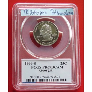 ตลับเกรด PCGS PR69DCAM USA 1999 S Quarter จอร์จ วอชิงตัน/รัฐจอเจีย