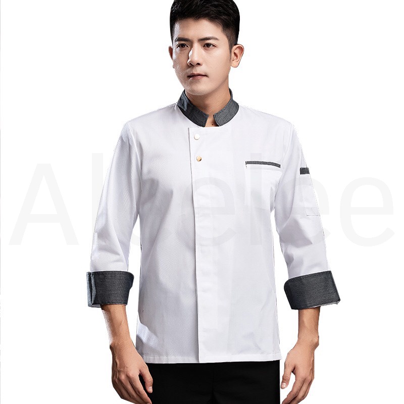 ชุดเชพกันน้ำ เสื้อเชฟเเขน3ส่วน Unifom Chef กันน้ำ เนื้อผ้านิ่ม  ใส่สบายไม่ร้อน