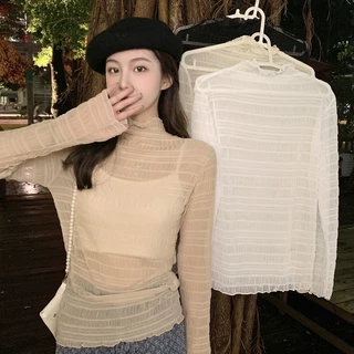 เสื้อเชิ้ตคอเต่า ผ้าชีฟอง แบบบาง ขนาดเล็ก แฟชั่นฤดูใบไม้ผลิ และฤดูใบไม้ร่วง สไตล์เรโทร สําหรับผู้หญิง 2022
