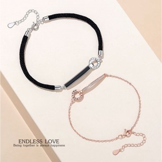 s925 Endless love bracelet3 สร้อยข้อมือคู่รักเงินแท้ Heart&amp;Love เรียบง่าย มีความหมาย ใส่สบาย เป็นมิตรกับผิว