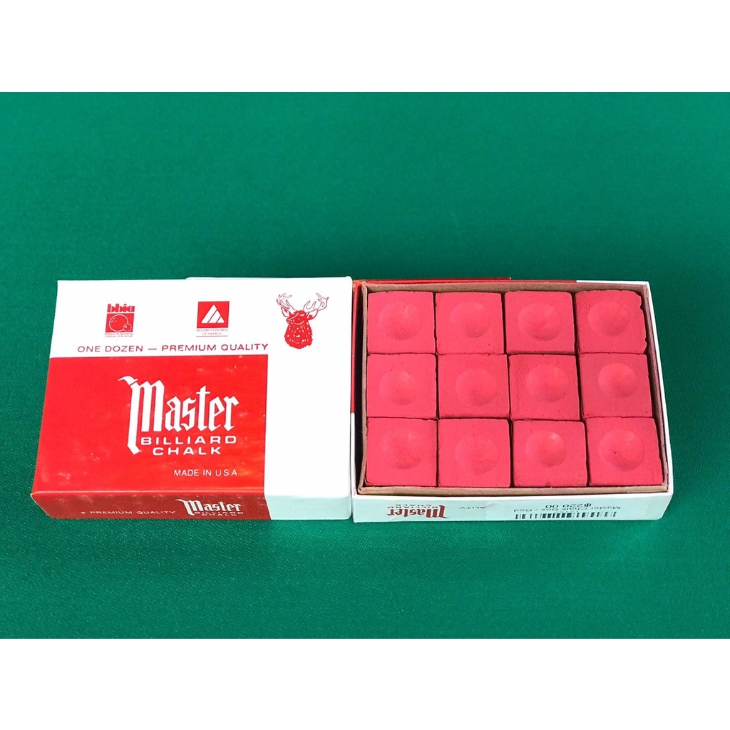 Billiards 330 บาท Master​ Chalk ชอล์กฝนหัวคิวมาสเตอร์ สีแดง กล่อง 12 ก้อน Sports & Outdoors