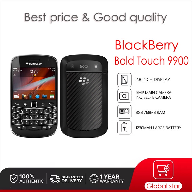 Blackberry Bold Touch 9900 โทรศัพท์มือถือ 8GB 768MB RAM กล้อง 5MP ปลดล็อกด้วยหลายภาษา รองรับโทรศัพท์ เรียบง่าย พร้อมส่ง