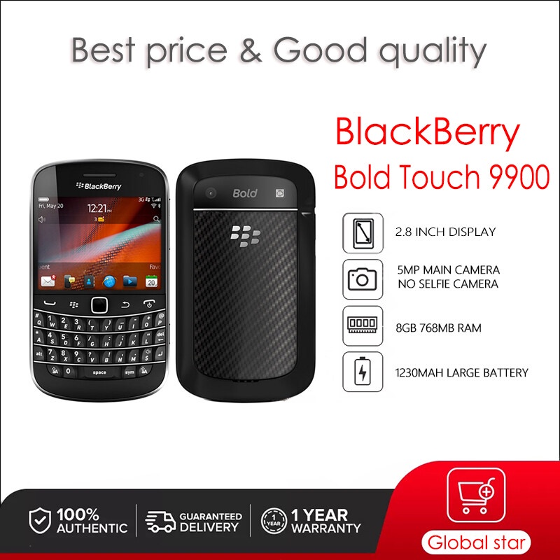 BlackBerry Bold Touch 9900 โทรศัพท์มือถือ 8GB 768MB RAM กล้อง 5MP พร้อมรองรับหลายภาษาโทรศัพท์ที่เรีย