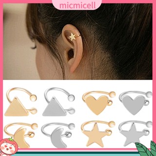 (micmicell) Korean Style Heart Star Triangle Moon Ear Cuff Clip-On Earrings Girls Jewelry