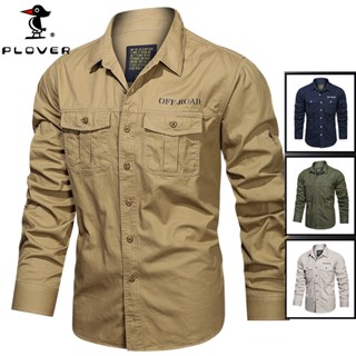 PLOVER เสื้อแจ็กเก็ตแขนยาวลําลอง แฟชั่นฤดูใบไม้ผลิ สไตล์ทหาร สําหรับผู้ชาย