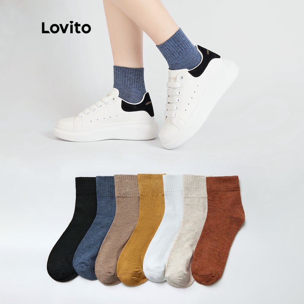 ถุงเท้าผู้หญิง Lovito Casual Plain รุ่น L34LD050