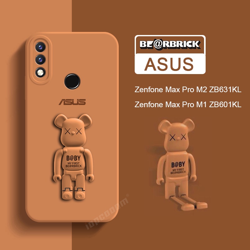 เคสโทรศัพท์มือถือ ซิลิโคนนิ่ม พร้อมขาตั้ง รูปหมีน่ารัก สีพื้น สําหรับ Asus Zenfone Max Pro M2 Zb631Kl M1 ZB601KL ZB602KL Live L1 L2