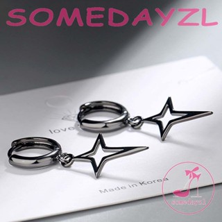 Somedayzl ต่างหูสตั๊ด จี้รูปดาว สีเงิน สีดํา สไตล์พังก์ ใช้ได้ทุกวัน เครื่องประดับแฟชั่น สําหรับผู้ชาย ผู้หญิง