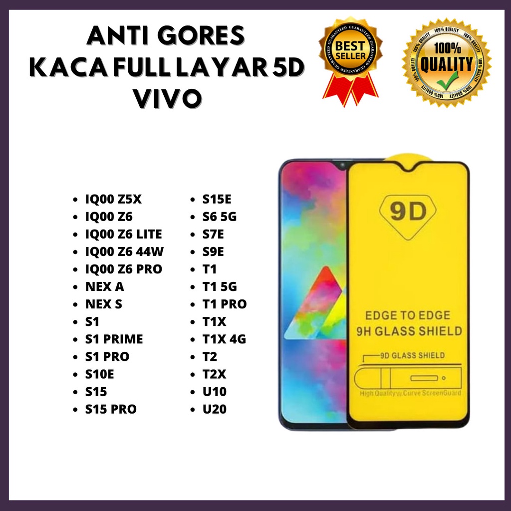 LAYAR TEMPERED GLASS 5D FULL SCREEN VIVO IQ00 Z5X-IQ00 Z6 LITE-IQ00 Z6 44W-IQ00 Z6 PRO-NEX A-S1-E15S