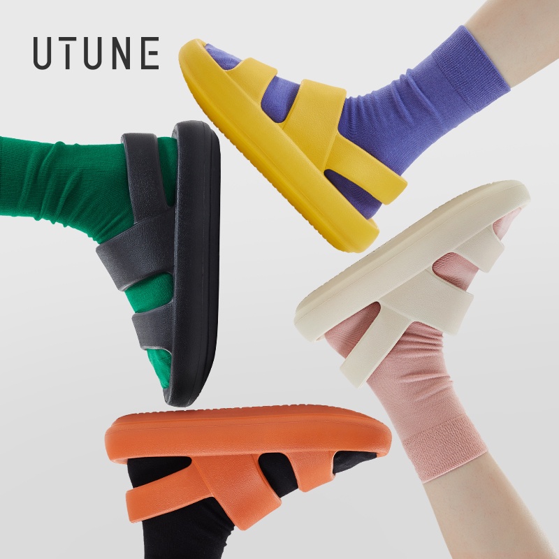 UTUNE รองเท้าแตะแพลตฟอร์ม EVA พื้นหนา พื้นนิ่ม กันลื่น น้ําหนักเบา เหมาะกับเดินชายหาด แฟชั่นฤดูร้อน สําหรับผู้หญิง