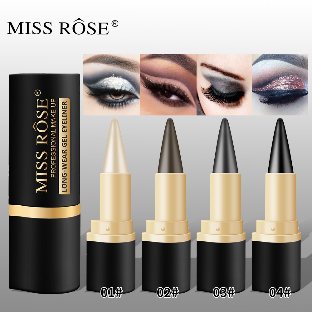 Miss Rose อายไลเนอร์กันน้ําข้ามเส้นกับดินสอเขียนขอบตาที่แห้งเร็วแบบใบ้ ดินสอเขียนขอบตาอวบอิ่มแบบหัวเดียว