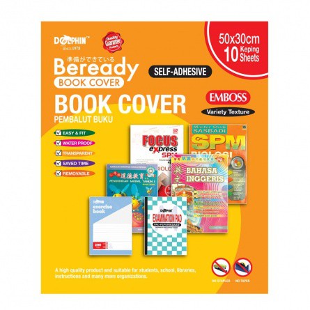 DOLPHIN SELF-ADHESIVE BOOK COVER10S 50CM X30CM (DOL-CS027/028)