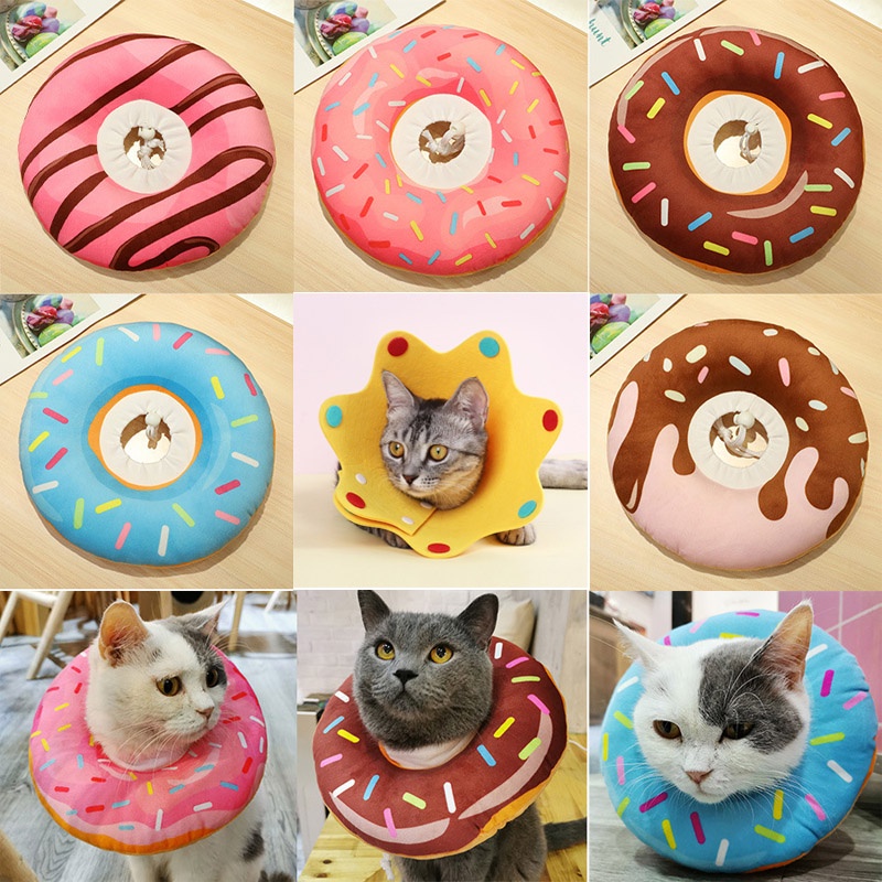 【พร้อมส่ง】ปลอกคอกันเลีย รุ่นDonut ปลอกคอกันเลียสุนัข ปลอกค กันเลียแมว กันเลีย กันเกา คอลล่าโดนัท นอนสบายไม่หนักคอ XS-XL