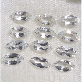 12Pcs/7.63Ct. พลอยไวท์โทปาส ทรงมาคี แอฟริกา Marquise 8x4 mm.Outstanding Natural White Topaz Full Fire! 12Pcs/7.63Ct.