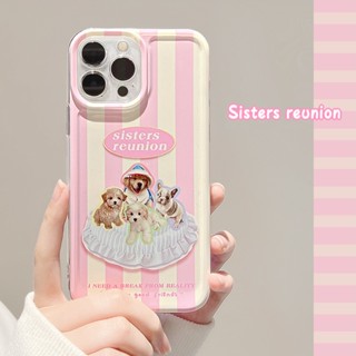 เคสโทรศัพท์มือถือ ลายลูกสุนัข สีชมพู สําหรับ Iphone 14 13pro max xs Apple 14plus 12 11