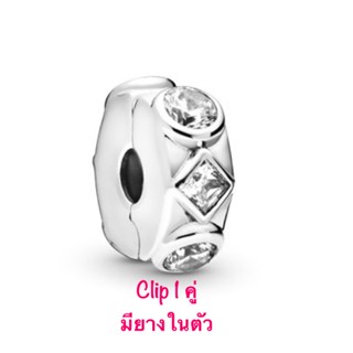 [พร้อมส่ง สินค้าแท้ 💯] Pandora Geometric Shapes Clip Charm 1คู่ แถมกล่อง