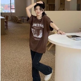 เสื้อยืดแขนสั้นลําลองทรงหลวมผู้หญิง oversize เสื้อผ้าแฟชั่นวัยรุ่น  เสื้อตัวใหญ่โอเวอร์ไซส์เกาหลี สกรีนลายวินเทจเท ผ้าดี thumbnail 3