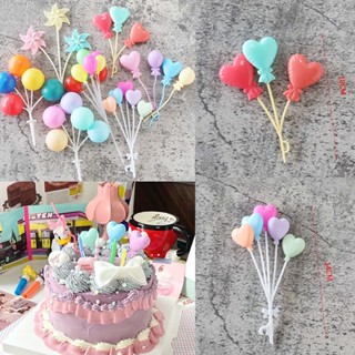 [จุด] เค้กบอลลูนสีสันสดใสรูปหัวใจ 5 ชิ้น/ใหม่ตกแต่งด้วยเค้กค…