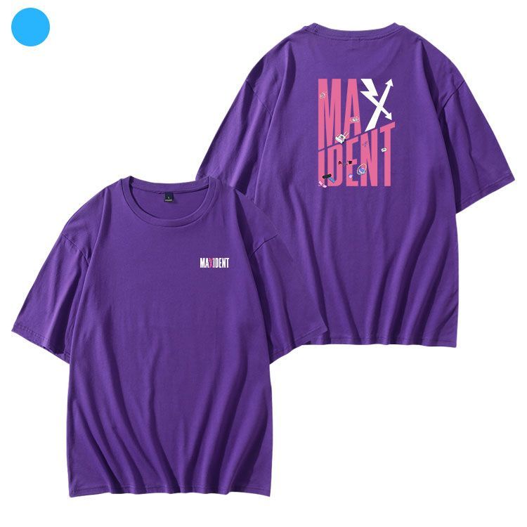 KPOP Stray Kids Album MAXIDENT Same Cotton T-shirt Men and Women Plus Size Korean Version INS Fashion Letters Print Round Neck Short-sleeved Tops Harajuku Casual Student Shirt Tee #5