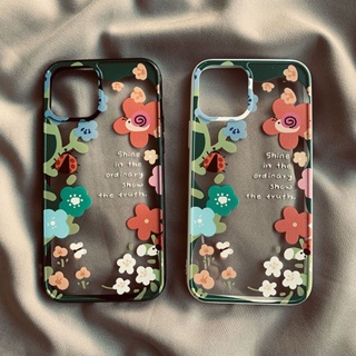 เคสโทรศัพท์มือถือ กันกระแทก กรอบรูป ลายดอกไม้ สีดํา สีขาว สร้างสรรค์ สําหรับ Apple Iphone 13 14ProMax 11 12 Xr Xs 78P xsmax IOJT