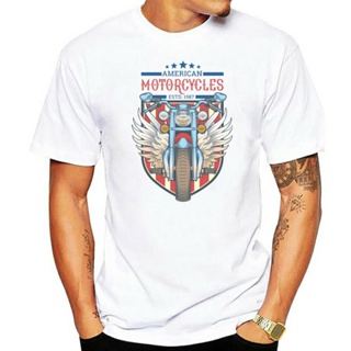 เสื้อยืดคอกลม Camiseta Retro americana de motocicleta con alas, camiseta de manga corta con cuello redondo, camiseta de