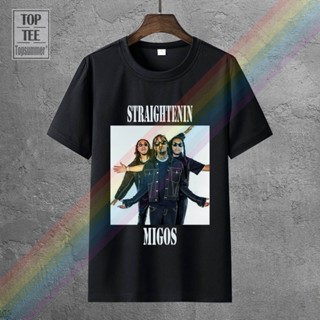 เสื้อคู่ Migos Tshirts Straightenin เสื้อทีเชิ้ตพังก์ฮิปปี้เสื้อยืดโกธฮิปปี้เสื้อยืดย้อนยุคโกธิคอีโม Tshirt