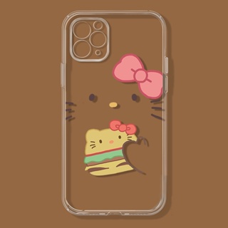 Hello Kitty Burger เคสไอโฟน iPhone 13 11 pro max 7 8 เคส 8 7plus 12 14 pro นิ่ม phone case โปร่ง Xr Xs X 8พลัส cover