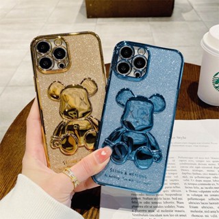 เคส💁📱TPUใสหมี 3D กากเพชร i14 / i14pro / i14plus / i14Pro Max