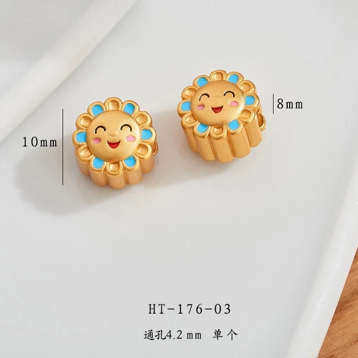 สร้อยข้อมือ ประดับลูกปัด ลายหน้ายิ้ม สีทอง สไตล์โบราณ กันแพ้ diy thumbnail 10