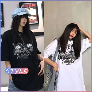 STYLE 🔥พร้อมส่ง🔥2263* เสื้อแฟชั่นผญ 2022 เสื้อผ้าวัยรุ่นแฟชั่น oversize เสื้อคู่ วินเทจ คอกลมแขนสั้น