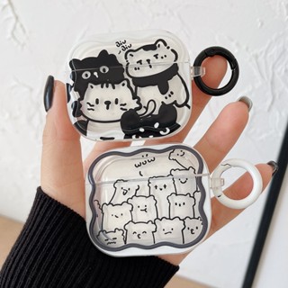 เคสหูฟัง ซิลิโคนนิ่ม กันกระแทก ลายแมวน่ารัก พร้อมพวงกุญแจ สําหรับ AirPods Pro 2 1 2 3