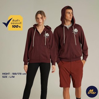 Mc Jeans เสื้อกันหนาว มีฮู้ด Unisex สีแดงเลือดหมู MJHP164