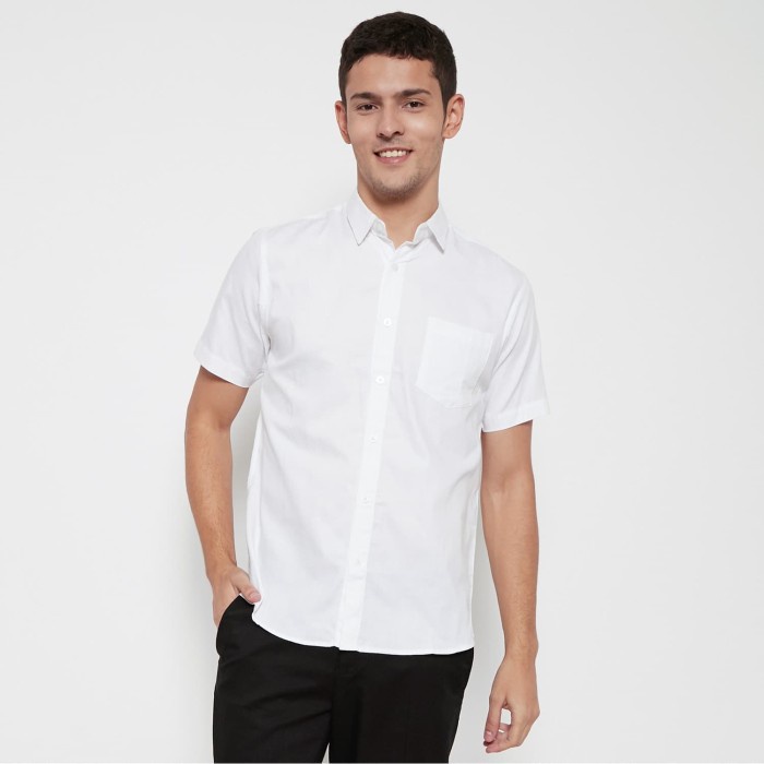 KEMEJA เสื้อเชิ้ตผู้ชาย M231 ผู้ชาย Basic Plain Oxford สั้นเสื้อเชิ้ตสีขาว 1457T - M COOL LATEST PLA