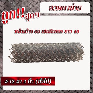 ลวดตาข่ายเบอร์12 เส้นลวดโต 2.5มม. ตา 2นิ้ว(ทั่วไป)     (สูง 60เซนติเมตร x ยาว 10เมตร)