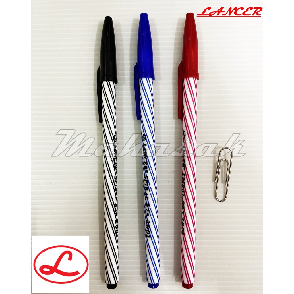 ปากกา ปากกาแลนเซอร์  (10 ด้าม) Pen Lancer Spiral  ปากกาลูกลื่น ขนาด 0.5 มม.