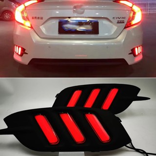 【พร้อมส่ง】ไฟตัดหมอกท้ายรถยนต์ Led 12V สีแดง สีดํา คุณภาพสูง สําหรับ Honda Civic 10th 2016 2017 2018 2019 2 ชิ้น