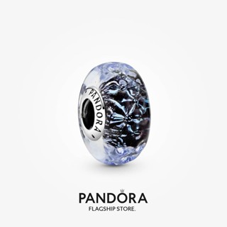 Pandora เครื่องประดับเงิน จี้แก้วมหาสมุทร สีน้ําเงินเข้ม w1022