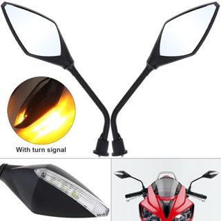 2Pcs/Pair Motorcycle Mirror Scooter E-Bike Rearview Mirrors LED Turn Signals Amer Light Electrombile Back Side Convex Mi